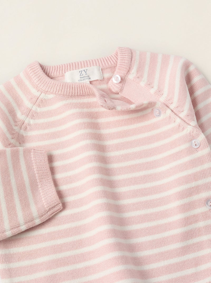 Ensemble en Maille à Rayures Rose - Kiabi