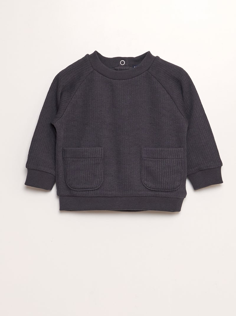 Ensemble en maille côtelée - 2 pièces Noir - Kiabi