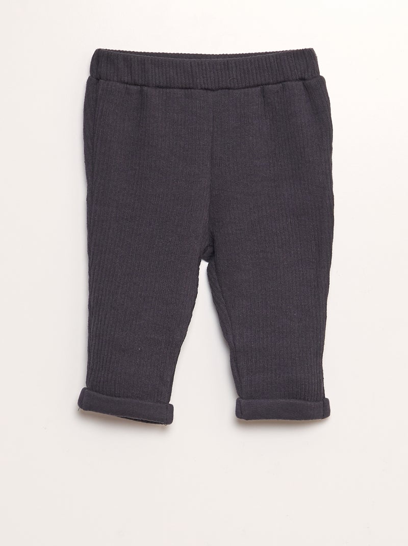 Ensemble en maille côtelée - 2 pièces Noir - Kiabi