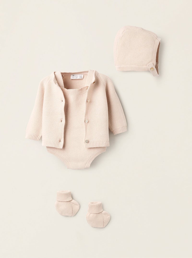 Ensemble en Maille de 4 Pièces en Coton Beige clair - Kiabi