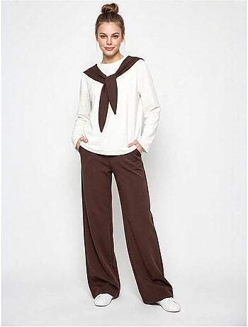 Ensemble en maille deux pièces avec pantalon large lucci