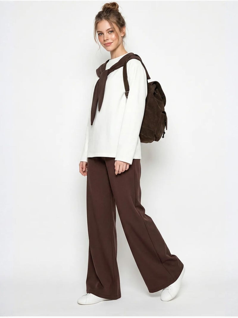Ensemble en maille deux pièces avec pantalon large lucci Marron - Kiabi