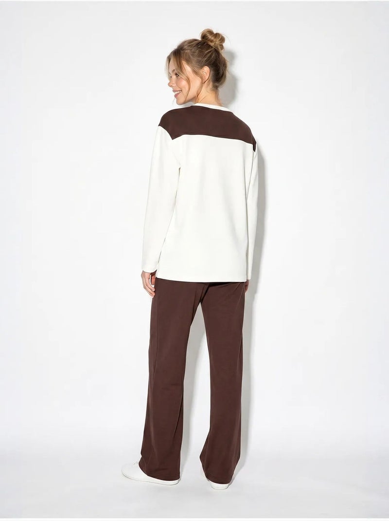 Ensemble en maille deux pièces avec pantalon large lucci Marron - Kiabi
