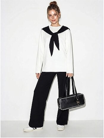 Ensemble en maille deux pièces avec pantalon large lucci