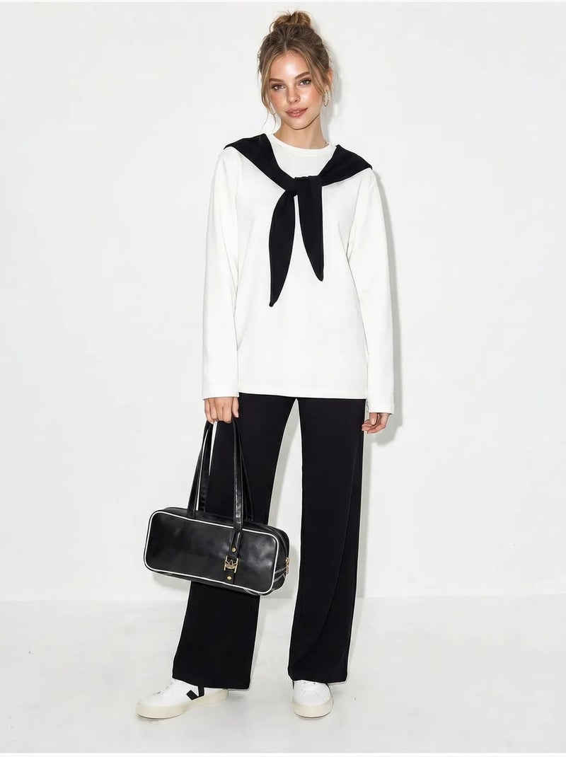 Ensemble en maille deux pièces avec pantalon large lucci Noir - Kiabi