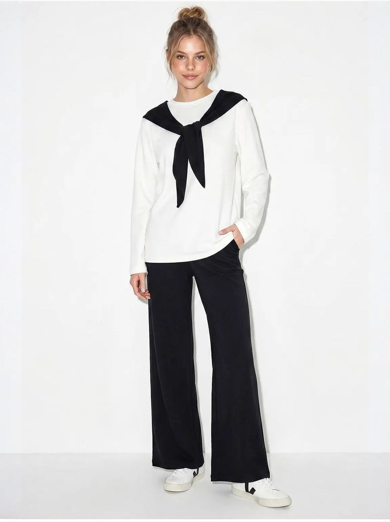 Ensemble en maille deux pièces avec pantalon large lucci Noir - Kiabi