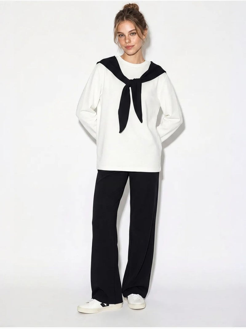 Ensemble en maille deux pièces avec pantalon large lucci Noir - Kiabi