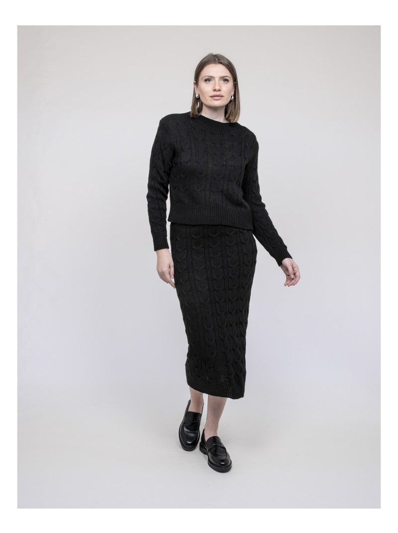 Ensemble en maille pull + jupe XALABA Noir - Kiabi