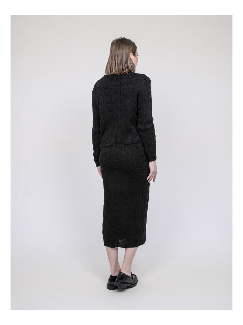Ensemble en maille pull + jupe XALABA Noir - Kiabi