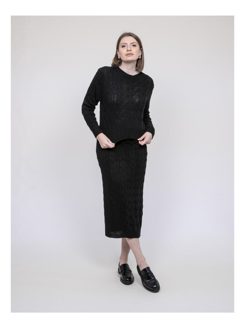 Ensemble en maille pull + jupe XALABA Noir - Kiabi