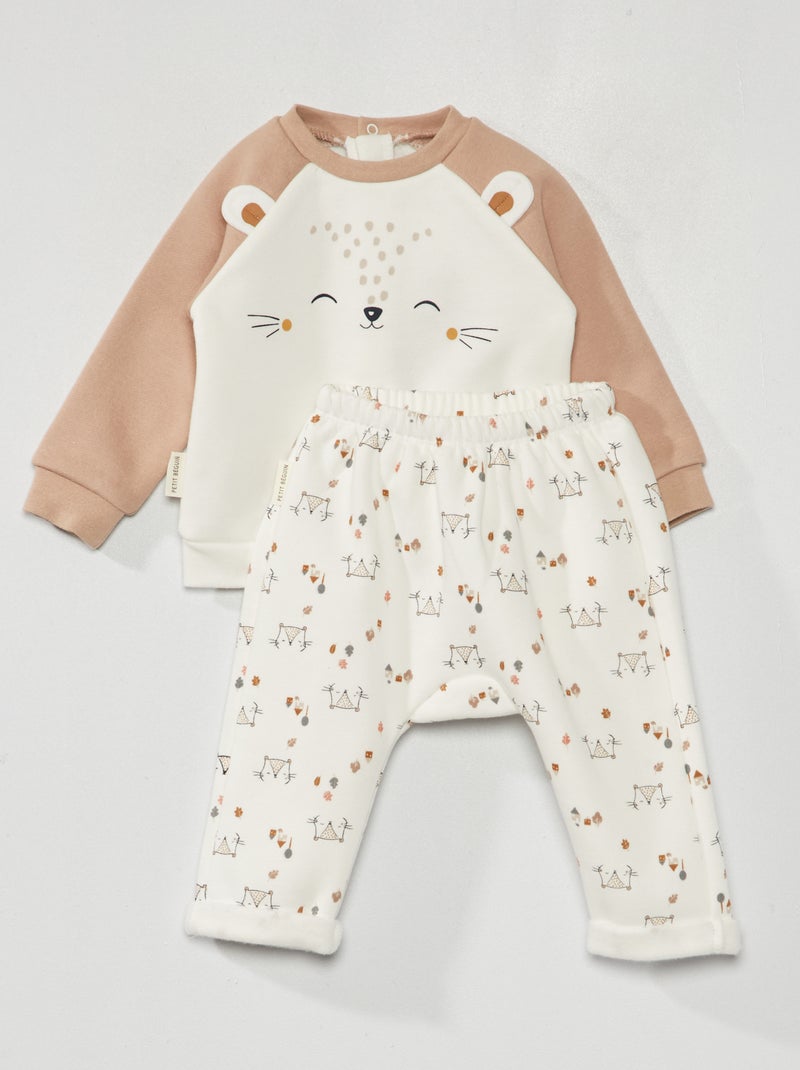 Ensemble en molleton - 2 pièces Beige - Kiabi