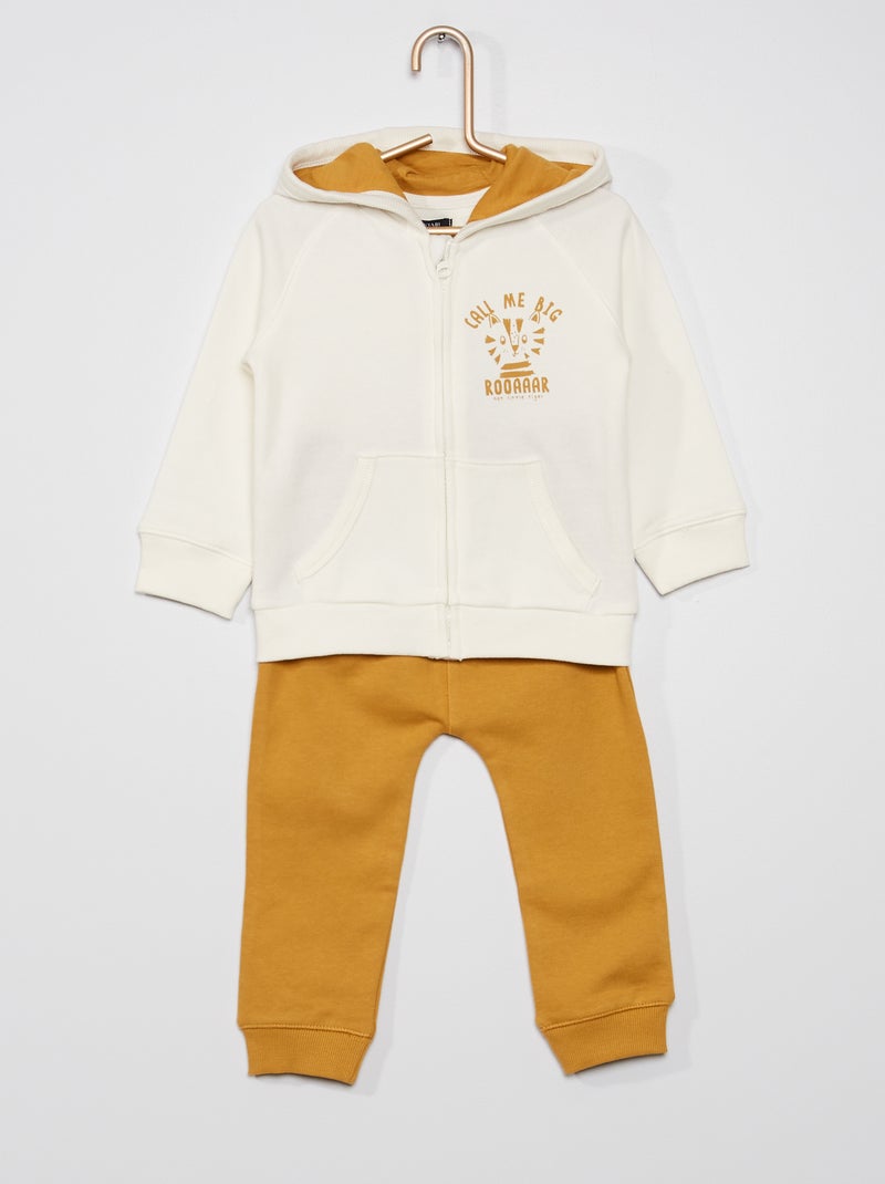 Ensemble en molleton blanc / jaune - Kiabi