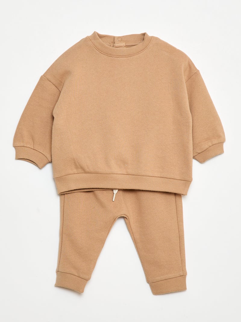 Ensemble en molleton sweat + pantalon - 2 pièces Marron - Kiabi