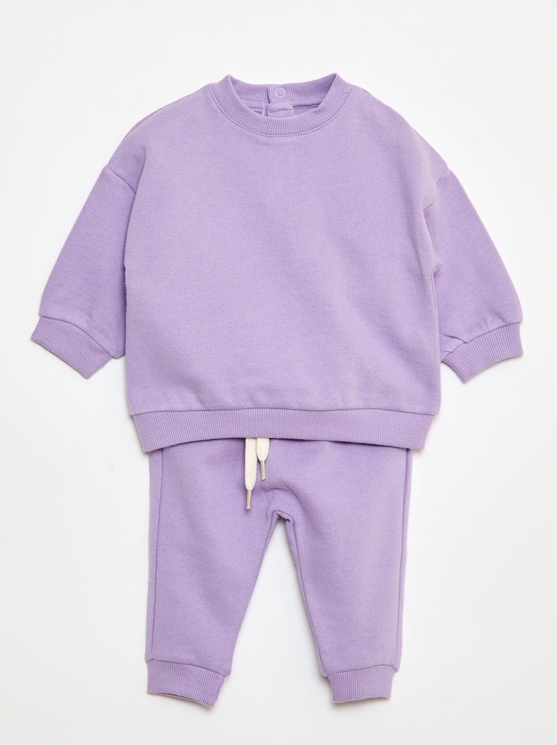 Ensemble en molleton sweat + pantalon - 2 pièces Violet - Kiabi