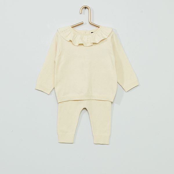 Ensemble En Tricot Eco Concu Bebe Fille Blanc Kiabi 15 00