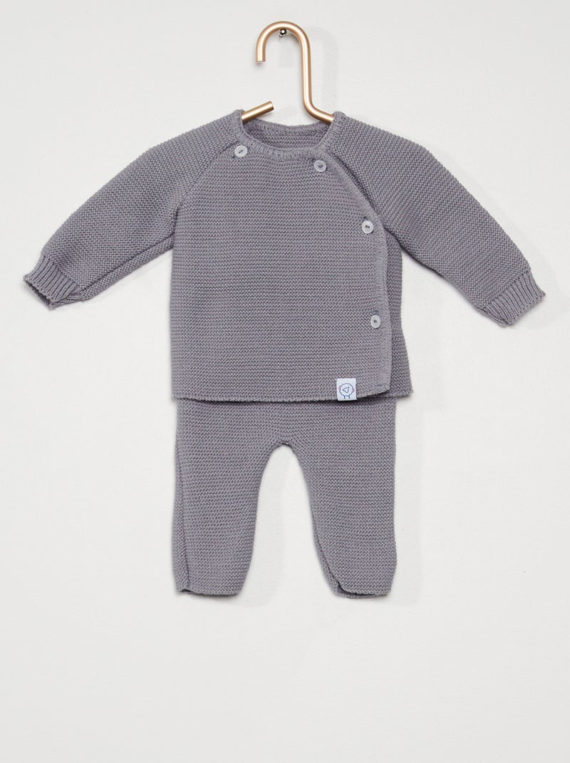 Ensemble en tricot 'La Manufacture de Layette' bleu/gris - Kiabi