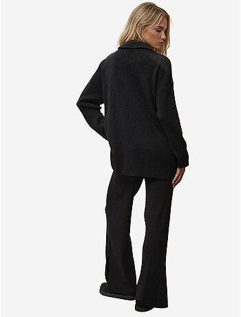 Ensemble en tricot taille haute avec col zippé