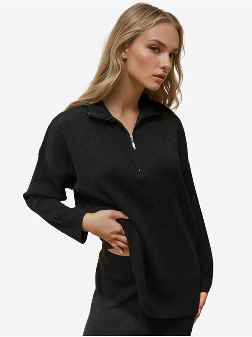 Ensemble en tricot taille haute avec col zippé - Kiabi