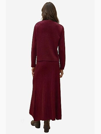 Ensemble en tricot texturé avec cardigan à col ras du cou et jupe évasée hiccup
