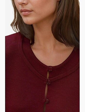 Ensemble en tricot texturé avec cardigan à col ras du cou et jupe évasée hiccup