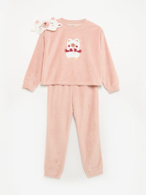 Ensemble en velours - pyjama 2 pièces + masque de nuit - Kiabi Ensemble en velours - pyjama 2 pièces + masque de nuit - Kiabi