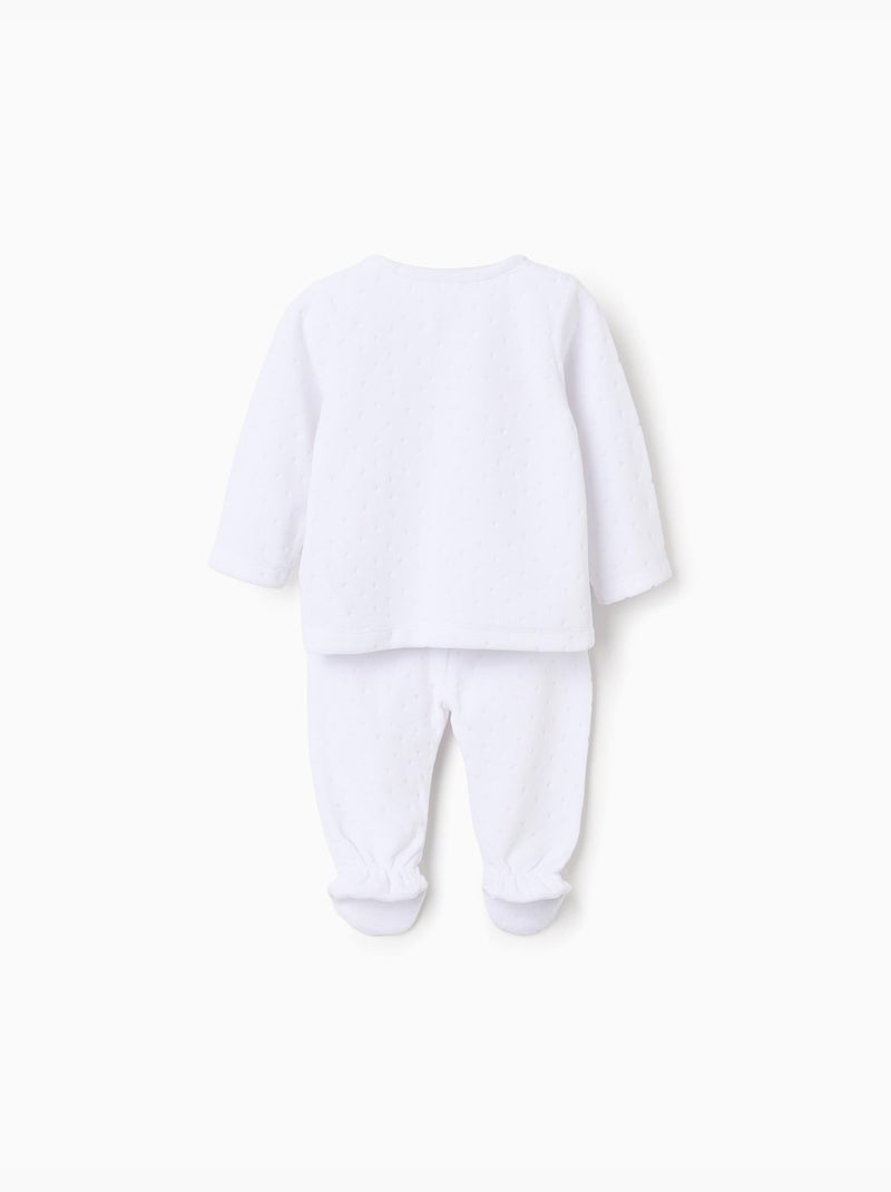 Ensemble en velours de pull + pantalon à pieds Blanc - Kiabi