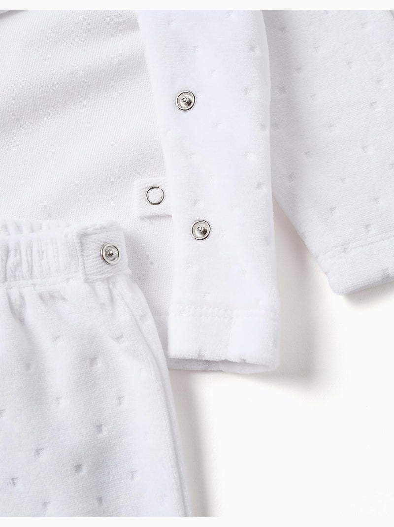 Ensemble en velours de pull + pantalon à pieds Blanc - Kiabi