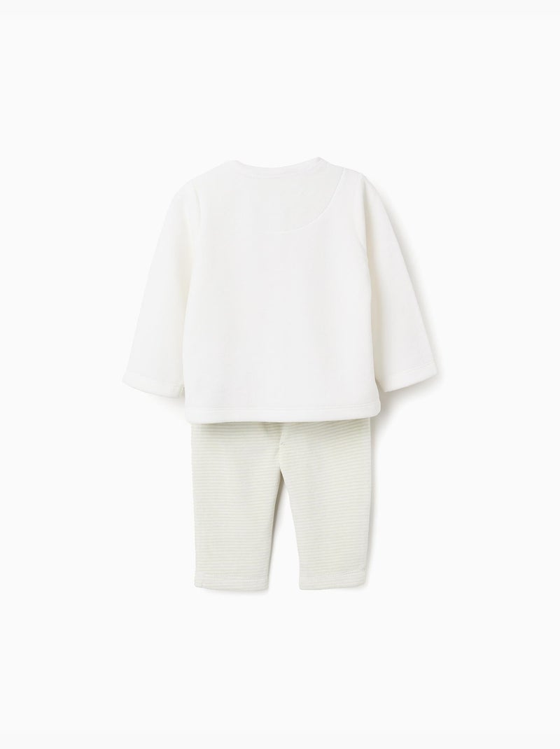 Ensemble en velours de pull + pantalon rayé Blanc - Kiabi