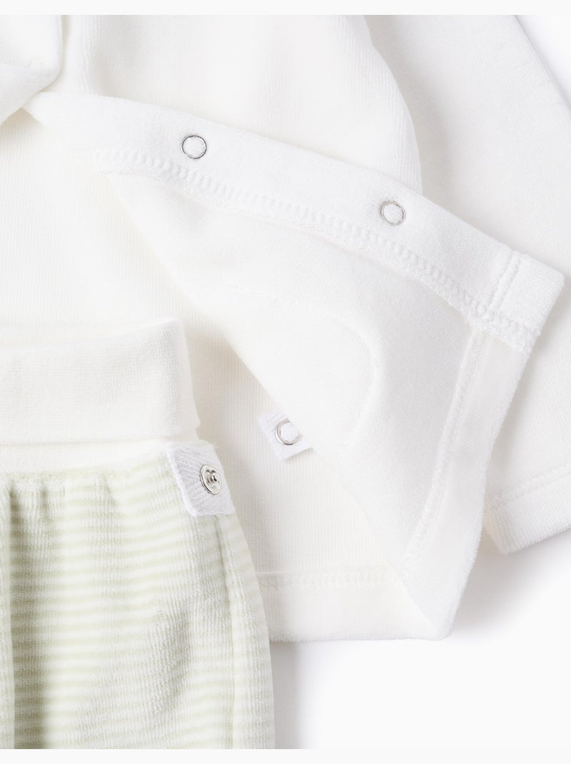 Ensemble en velours de pull + pantalon rayé Blanc - Kiabi