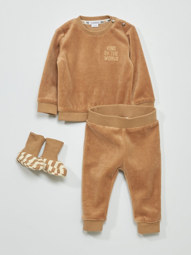 Ensemble en velours Marron - Kiabi