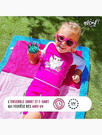 Ensemble enfant Anti-UV fille : Licorne Violet