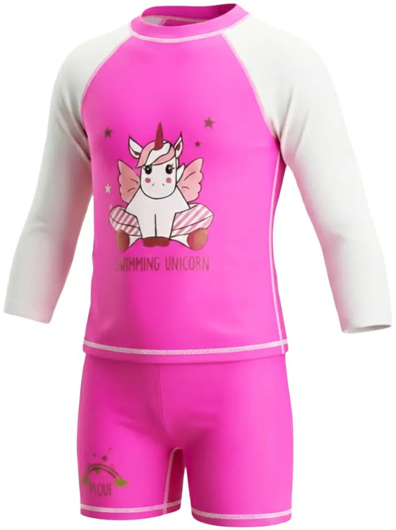 Ensemble enfant Anti-UV fille : Licorne Violet Blanc Rose Blanc - Kiabi