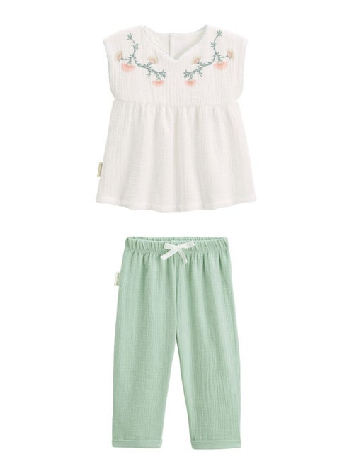 Ensemble enfant blouse et pantalon en gaze de coton Arya - Kiabi