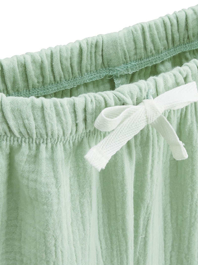 Ensemble enfant blouse et pantalon en gaze de coton Arya Vert - Kiabi