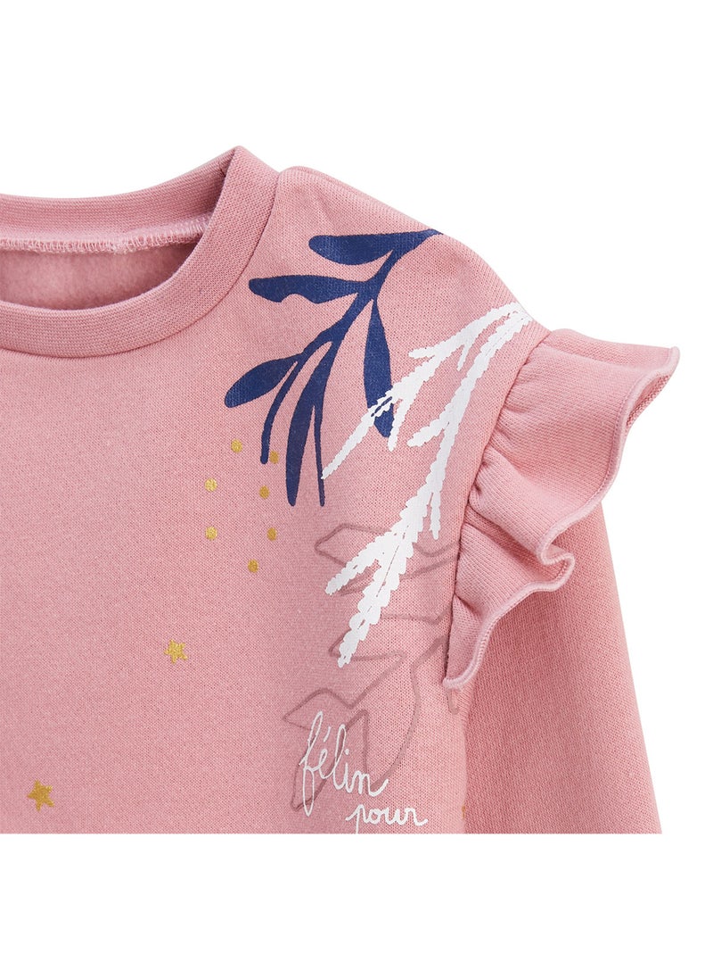 Ensemble enfant sweat et legging en molleton Céleste Rose - Kiabi