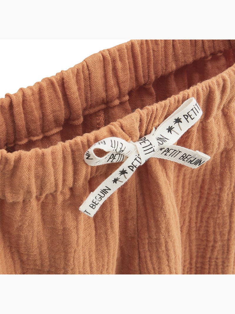 Ensemble enfant sweat et pantalon en gaze de coton Tango Marron - Kiabi