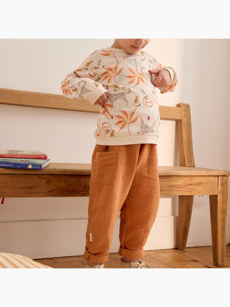 Ensemble enfant sweat et pantalon en gaze de coton Tango Marron - Kiabi