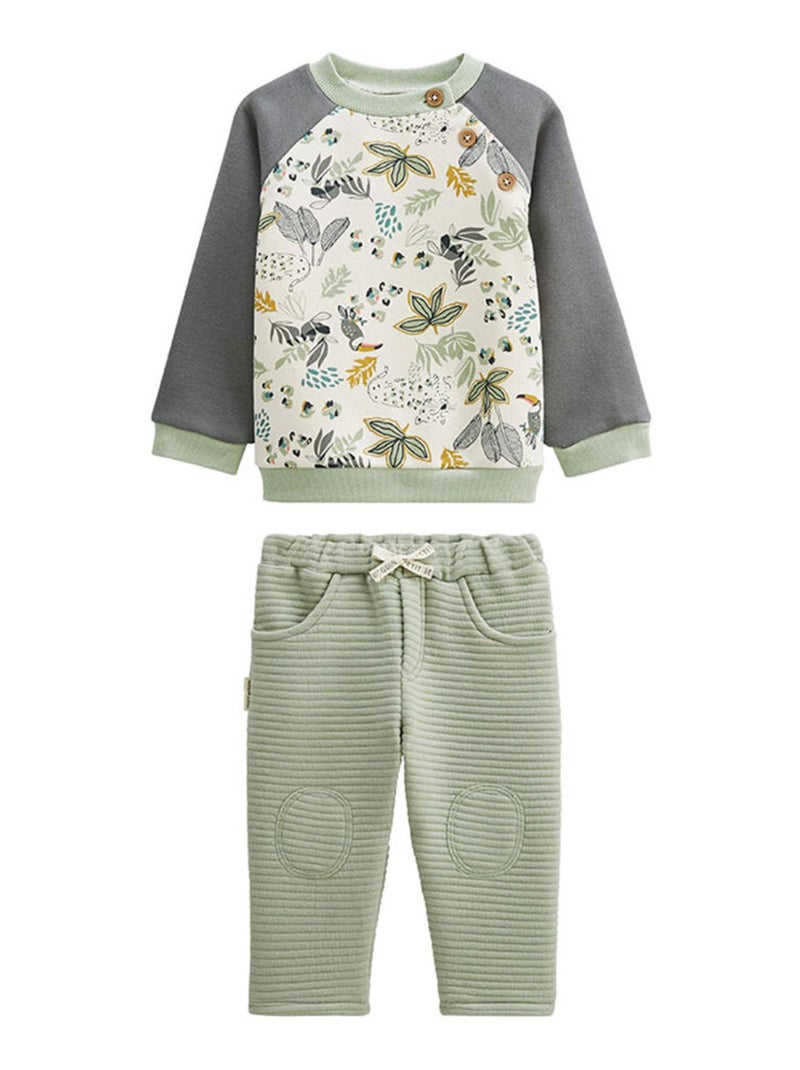 Ensemble enfant sweat et pantalon en molleton Boavista Kaki - Kiabi