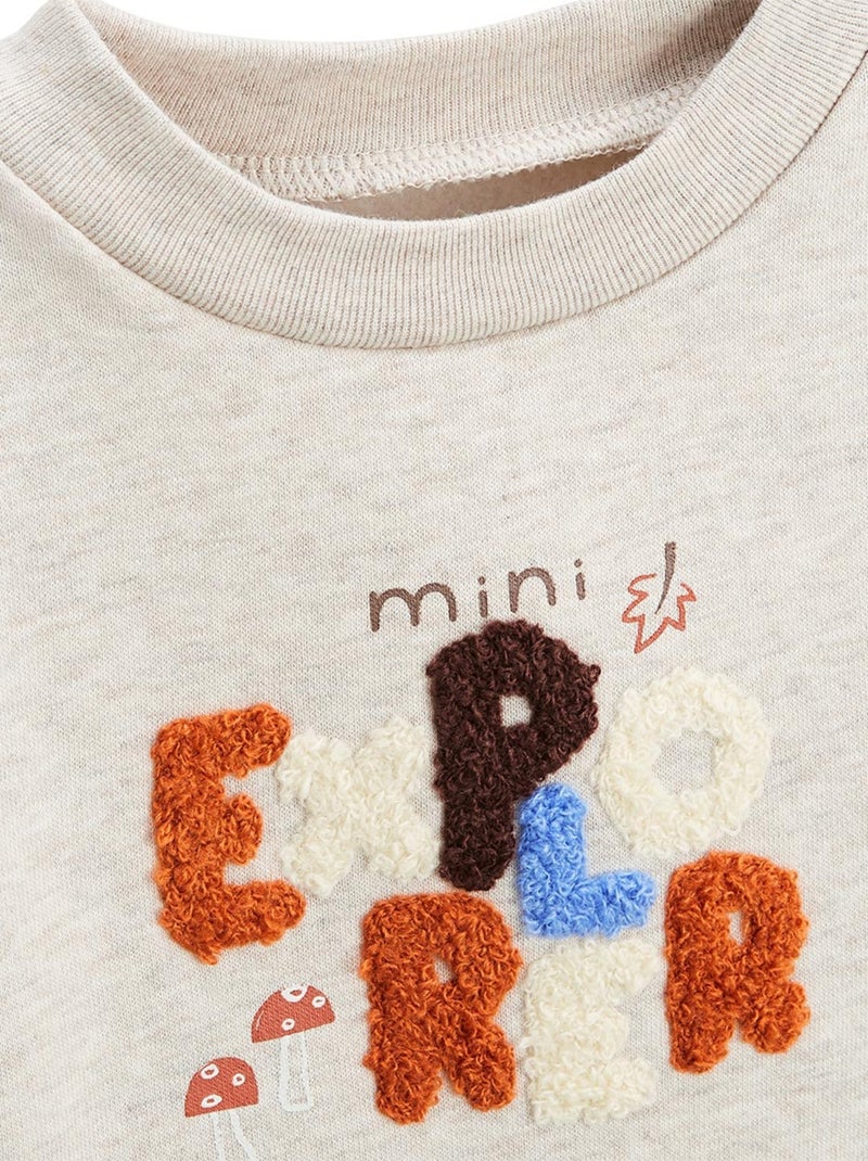Ensemble enfant sweat et pantalon en molleton Cracotte Beige - Kiabi