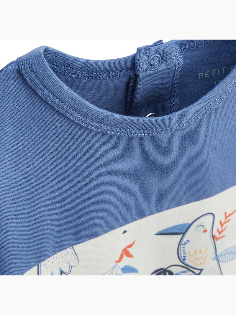 Ensemble enfant t-shirt et pantalon en gaze de coton Mexico Bleu - Kiabi