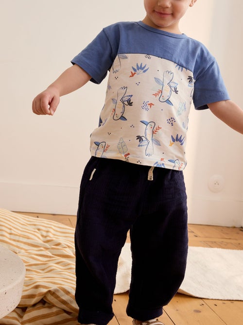 Ensemble enfant t-shirt et pantalon en gaze de coton Mexico - Kiabi