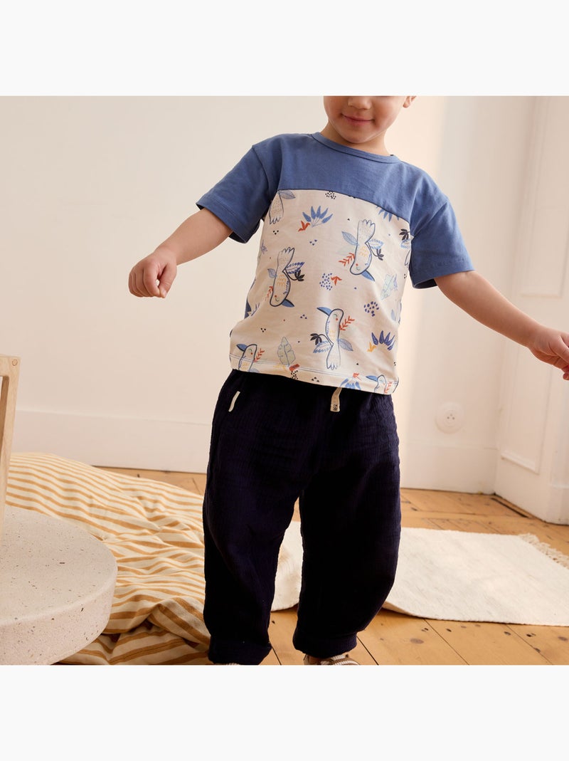 Ensemble enfant t-shirt et pantalon en gaze de coton Mexico Bleu - Kiabi