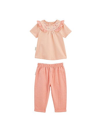 Ensemble enfant t-shirt et pantalon en gaze de coton Santa Giulia