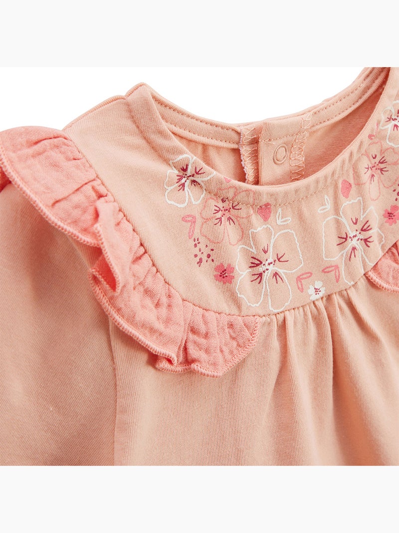 Ensemble enfant t-shirt et pantalon en gaze de coton Santa Giulia Orange corail - Kiabi