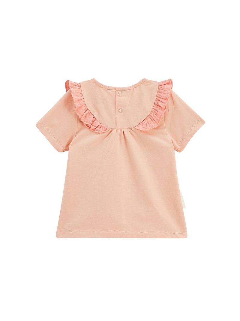 Ensemble enfant t-shirt et pantalon en gaze de coton Santa Giulia Orange corail - Kiabi