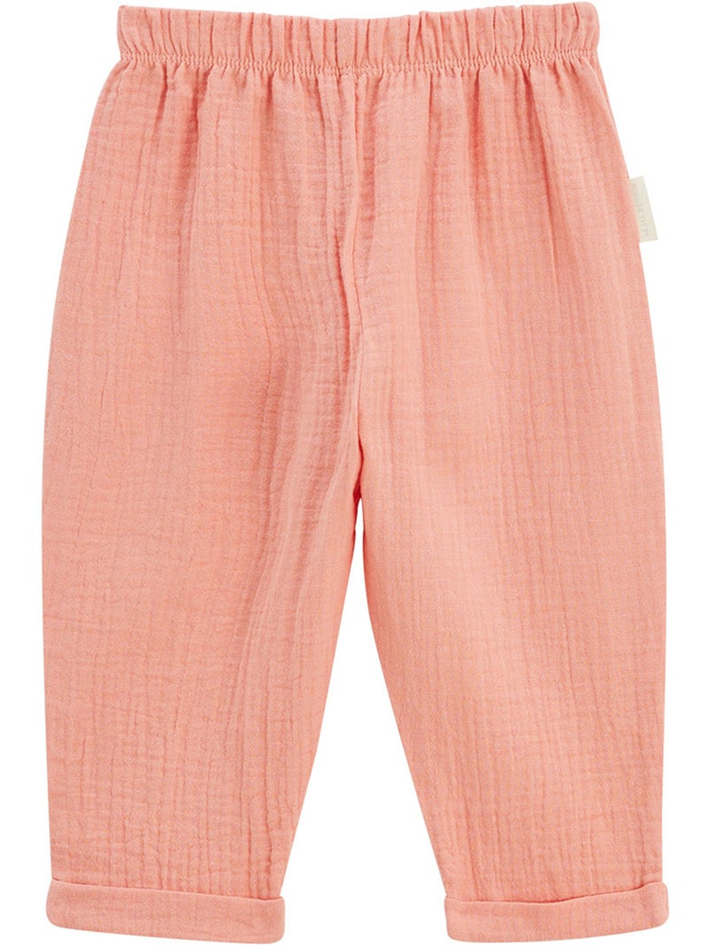 Ensemble enfant t-shirt et pantalon en gaze de coton Santa Giulia Orange corail - Kiabi