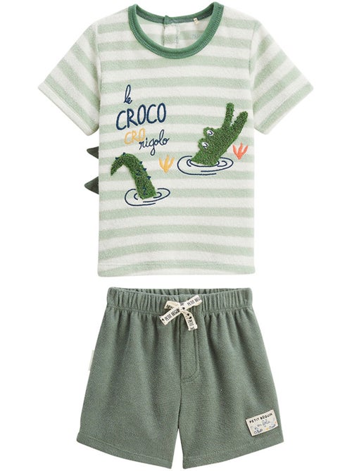 Ensemble enfant t-shirt et short en éponge Crocro rigolo - Kiabi