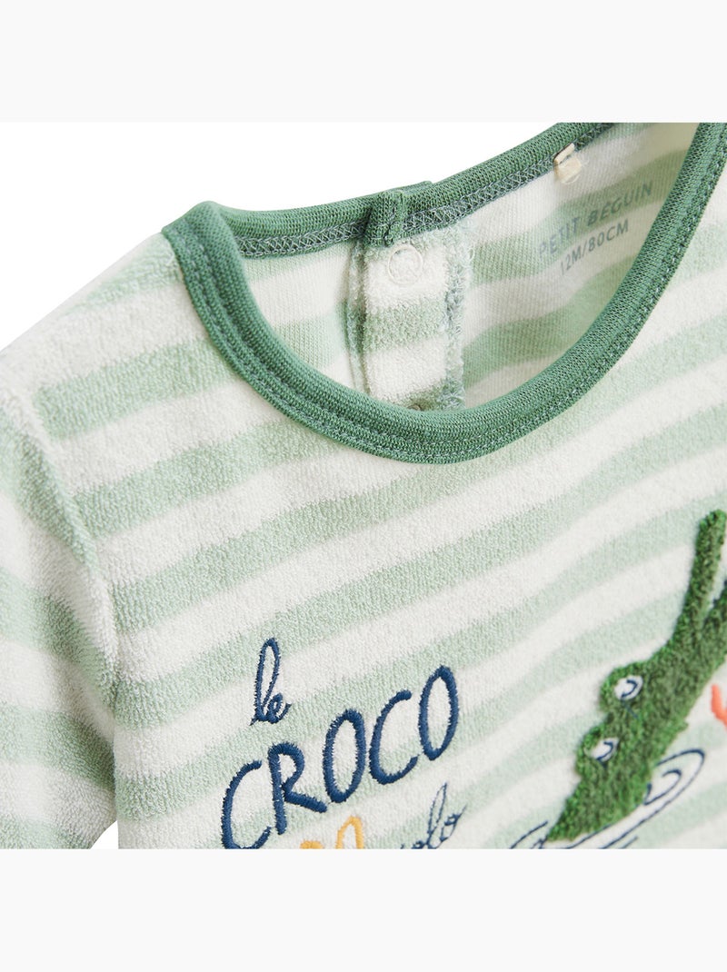 Ensemble enfant t-shirt et short en éponge Crocro rigolo Kaki - Kiabi