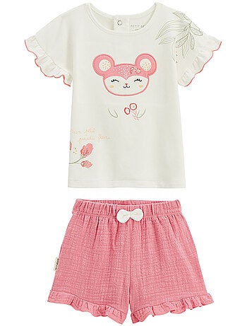 Ensemble enfant t-shirt et short en gaze de coton Anaelle