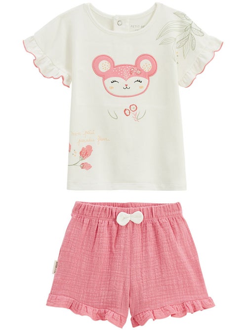 Ensemble enfant t-shirt et short en gaze de coton Anaelle - Kiabi